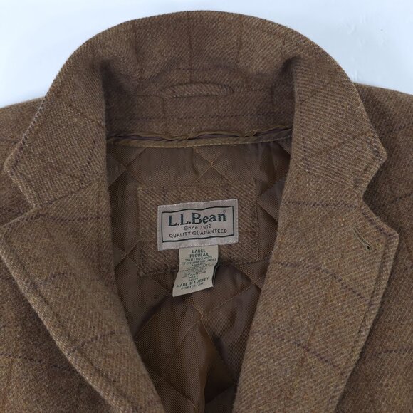 VINTAGE LL BEAN COAT MEN'S SZ LARGE BROWN JACKET PARKA QUILTED CHECK THINSULATE - Picture 10 of 16